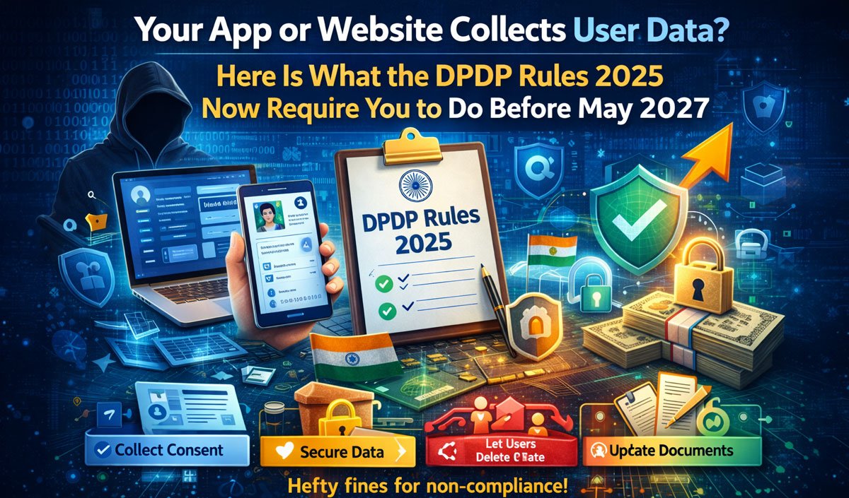 Your App or Website Collects User Data. Here Is What the DPDP Rules 2025 Now Require You to Do Before May 2027