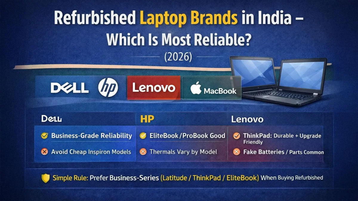 Top refurbished laptop brands in India (Dell/HP/Lenovo/Apple): who is most reliable?