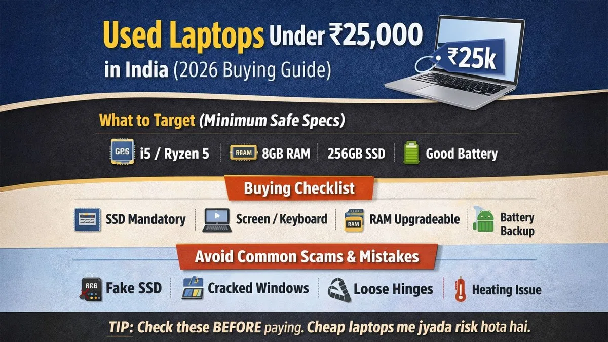 Used Laptops Under ₹25,000 (Buying Guide 2026)