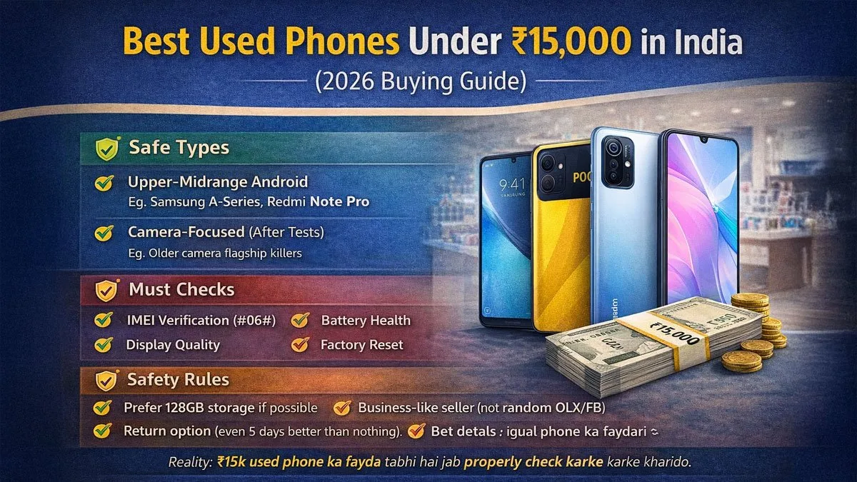 Used Mobiles Under ₹15,000 in India (2026 Buying Guide)